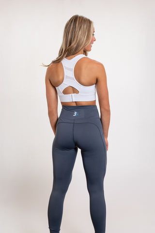 Third Wind Performance Adjustable Sports Bra White w/ Model Showing the Back