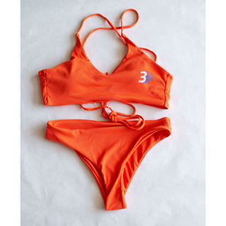 Third Wind Performance Tie-Back Bikini Top Orange Set