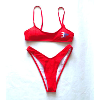 High-Legged Cheeky Bikini Bottom Red